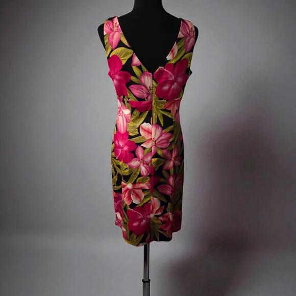 AGB Pink and Green Floral Sleeveless Dress Size 10 - Picture 2 of 5